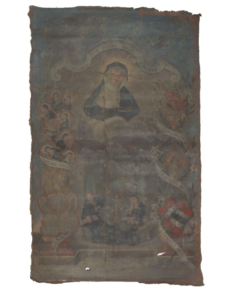 Nežinomas Abiejų Tautos Respublikos dailininkas (pagal Johanną Baptistą Klauberį ir Josephą Sebastianą Klauberį). „Šv. Skolastika“. Lietuva, XVIII a. Drobė, aliejus; 191 x 117 cm. Seserų benediktinių abatija Žarnoviece, 927/Obraz 8/2020. Fot. Zofia Grunt, Joanna Szmit